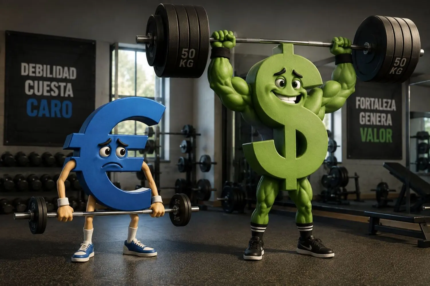 Euro débil dólar fuerte. Imagen generada por IA Euro débil dólar fuerte. Imagen generada por IA