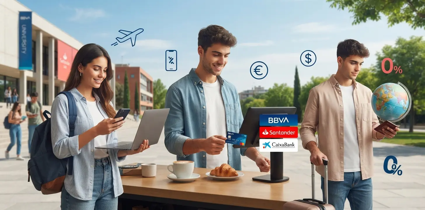BBVA ofrece dos vuelos a los jóvenes y Santander hasta 840 euros mientras CaixaBank apuesta por descuentos y cashback BBVA ofrece dos vuelos a los jóvenes y Santander hasta 840 euros mientras CaixaBank apuesta por descuentos y cashback
