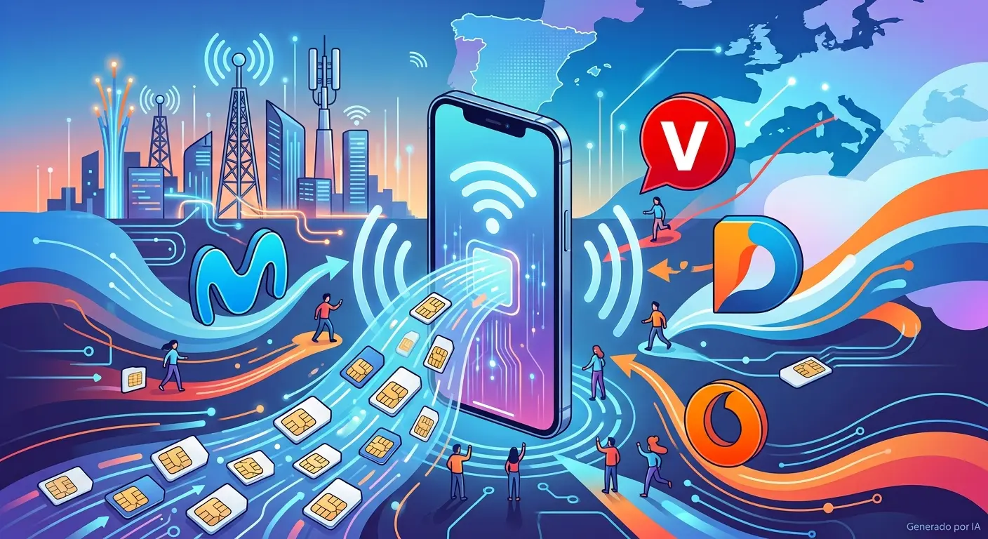 Imagen artículo iPhone eSIM. Diseñada con IA