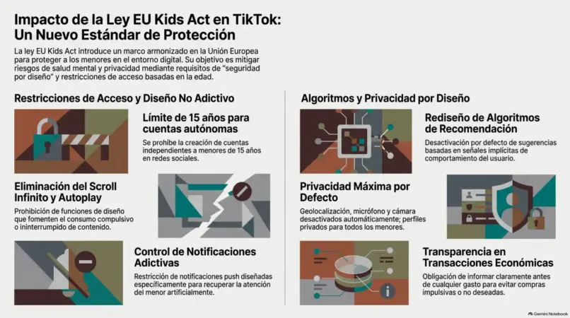 Europa prohíbe el 'scroll' infinito y las cuentas privadas a menores de 15 años: la ley que amenaza el negocio de TikTok 2 Merca2 La nueva ley de la UE y su efecto sobre TikTok.