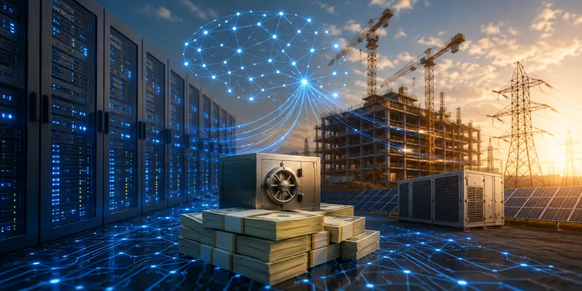 España se convierte en uno de los mercados europeos más activos para financiar infraestructuras digitales 2 Merca2 Infraestructura digital y financiera. Imagen generada por IA