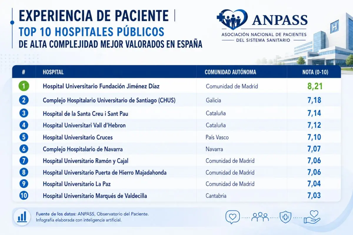 experiencia de paciente de España La Fundación Jiménez Díaz es el hospital público con mejor experiencia de paciente de España