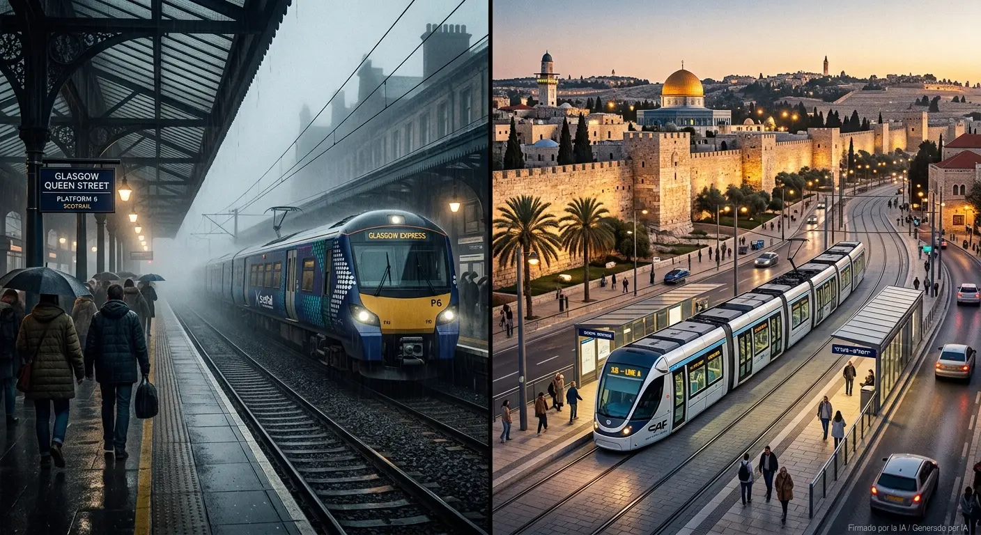 Los proyectos de CAF en Israel o Escocia. Diseñado con Gemini Los proyectos de CAF en Israel o Escocia. Diseñado con Gemini