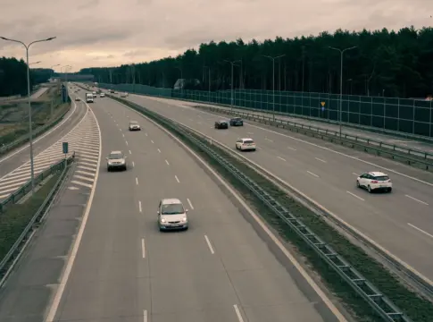 Autopista con barreras acústicas junto a un bosque pantallas acústicas Barcelona