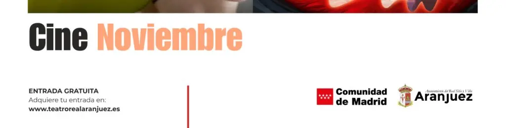 Cartel de cine de noviembre con entrada gratuita y logos institucionales.
