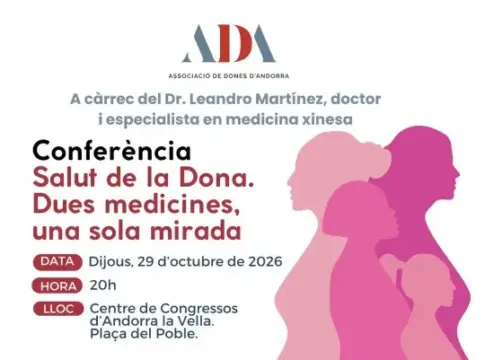 Cartel de conferencia sobre salud femenina Cartel de conferencia sobre salud de la mujer con siluetas femeninas en tonos rosas.