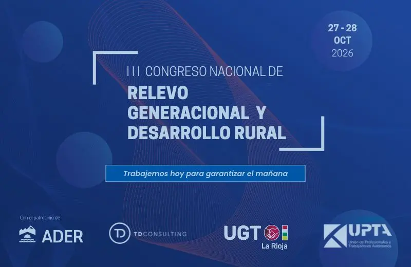Cartel del congreso de relevo y desarrollo rural Cartel del III Congreso Nacional de Relevo Generacional y Desarrollo Rural, previsto en octubre de 2026.