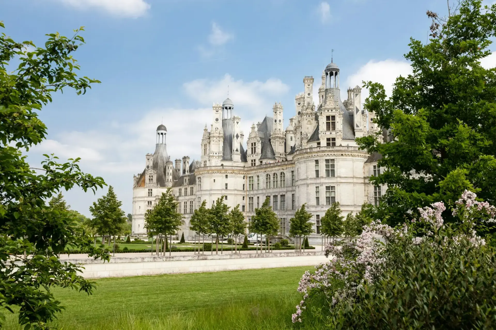 Castillo de piedra entre jardines monumento histórico en venta