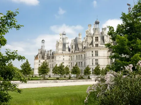 Castillo de piedra entre jardines monumento histórico en venta