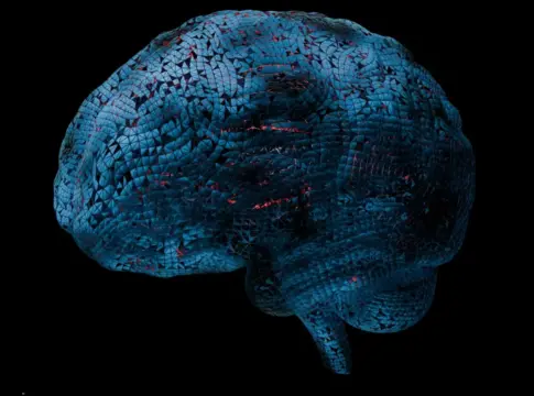 Cerebro azul de malla triangular lenguaje cerebro inteligencia artificial
