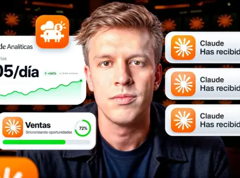 Hombre rodeado de paneles de ingresos monetizar software con IA