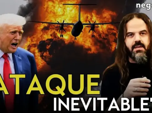 Montaje gráfico con avión y llamas ataque Irán Trump
