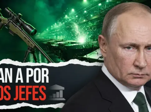 Gráfico con hombre, rifle y vehículos sabotaje ruso Europa