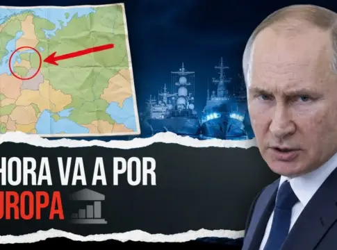 Montaje gráfico con mapa, barcos y retrato Rusia OTAN