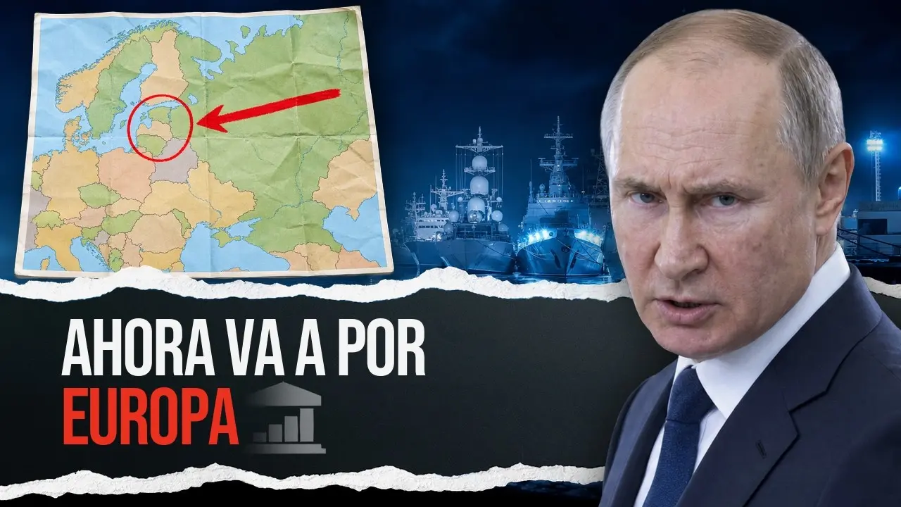 Montaje gráfico con mapa, barcos y retrato Rusia OTAN