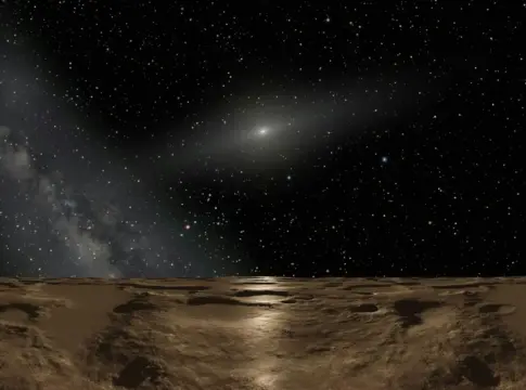 Superficie rocosa bajo un cielo estrellado cometa interestelar 3I/ATLAS